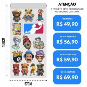 Impressão DTF Têxtil Folha 57x100 - 1 Metro